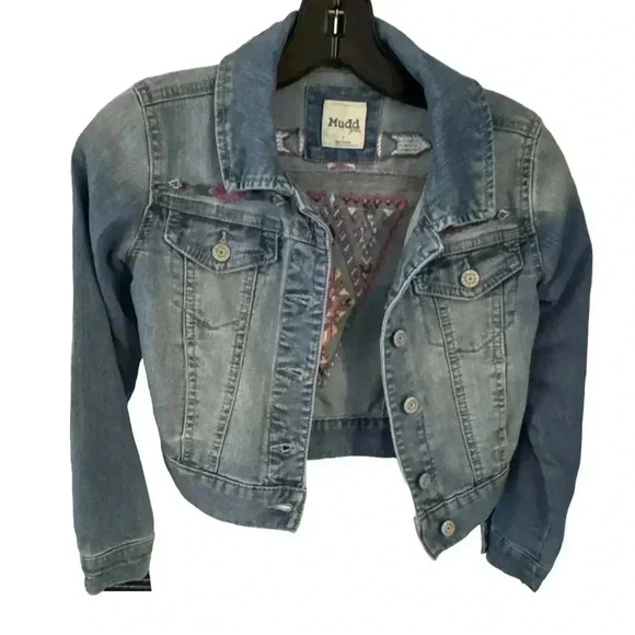 NWT Mudd girls denim jacket with embroidered front & back size 7 - Picture 1 of 13